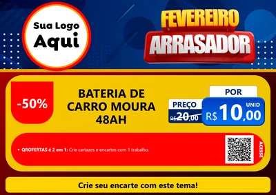 Modelo de Cartaz para Cartaz A4 Horizontal com o tema Fevereiro Arrasador para Baterias Elétricas