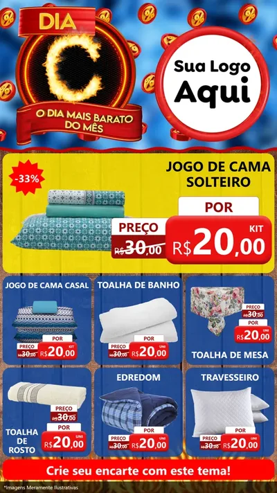 Modelo de Rede Social para Stories com o tema Dia C - O Dia Mais Barato Do Mês para Cama, Mesa e Banho