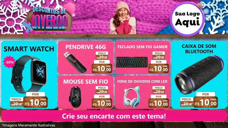 Modelo de TV para TV Horizontal com o tema Descontos de Inverno para Informática