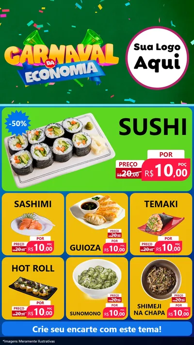 Modelo de Rede Social para Stories com o tema Carnaval da Economia para Comida japonesa