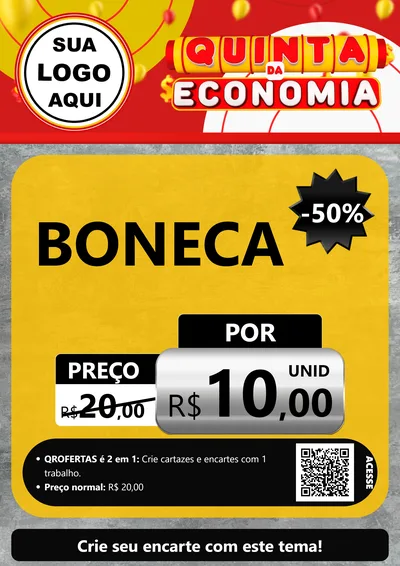 Modelo de Cartaz para Cartaz A4 Vertical com o tema Quinta da Economia para Brinquedos