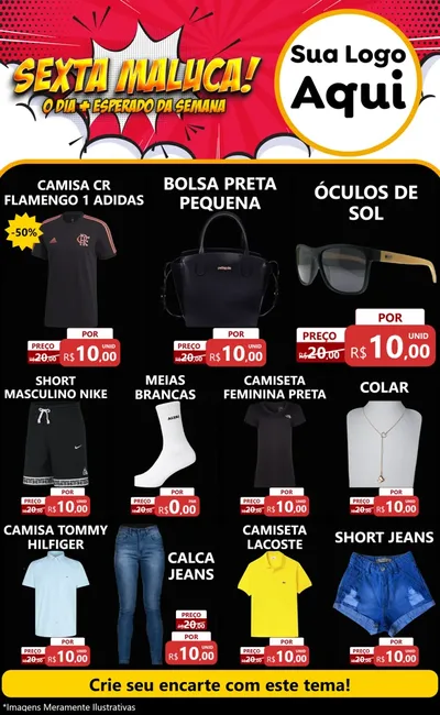 Modelo de Encarte para Encarte Grande com o tema Sexta Maluca! para Roupas e acessórios