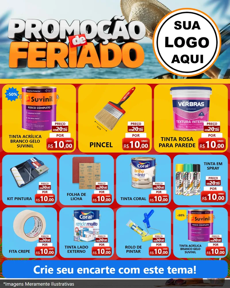Modelo de Rede Social para Feed Instagram com o tema Promoção de Feriado para Tintas e Ferramentas