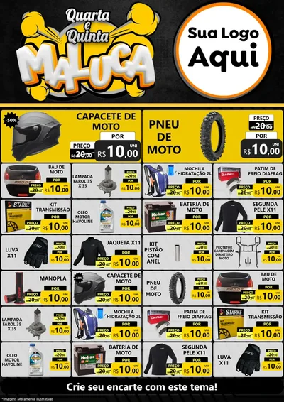 Modelo de Encarte para Encarte A4 Vertical com o tema Quarta e Quinta Maluca para Moto peças