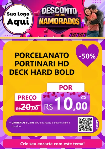 Modelo de Cartaz para Cartaz A4 Vertical com o tema Desconto Dia dos Namorados para Pisos e revestimentos