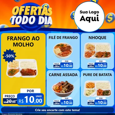 Modelo de Rede Social para Feed Facebook com o tema Ofertas Todo Dia para Restaurante