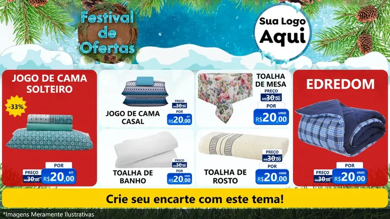 Modelo de TV para TV Horizontal com o tema Festival de Ofertas - Inverno para Cama, Mesa e Banho