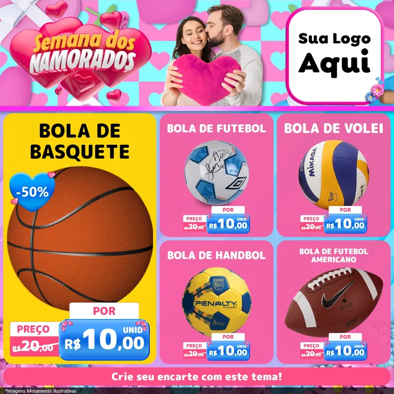 Modelo de Rede Social para Feed Facebook com o tema Semana dos Namorados para Artigos Esportivos