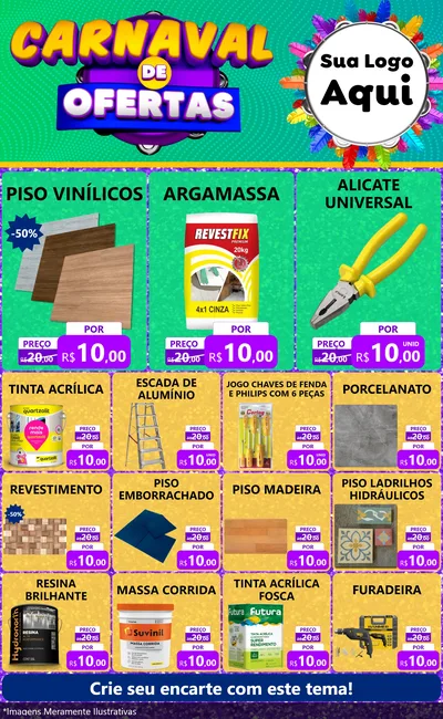 Modelo de Encarte para Encarte Grande com o tema Carnaval de Ofertas para Material para Construção