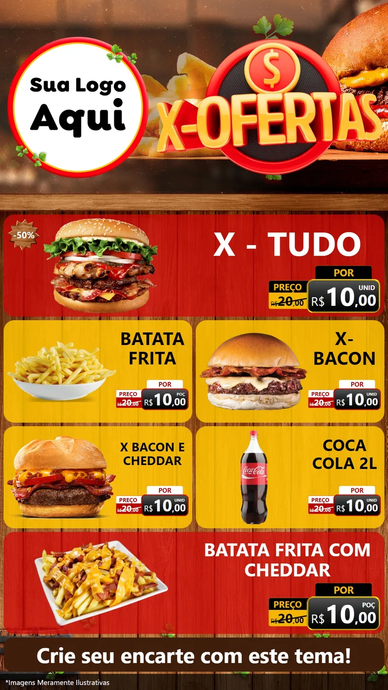 Modelo de TV para TV Vertical com o tema X - Ofertas para Hamburgueria