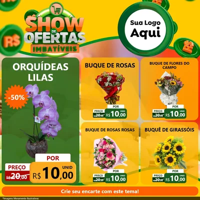 Modelo de Rede Social para Feed Facebook com o tema Show de Ofertas Imbatíveis para Floricultura e jardim