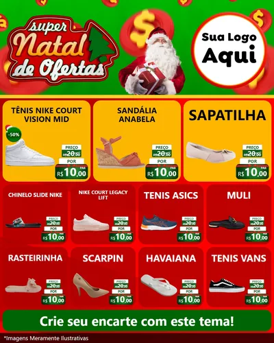 Modelo de Rede Social para Feed Instagram com o tema Super Natal de Ofertas para Calçados