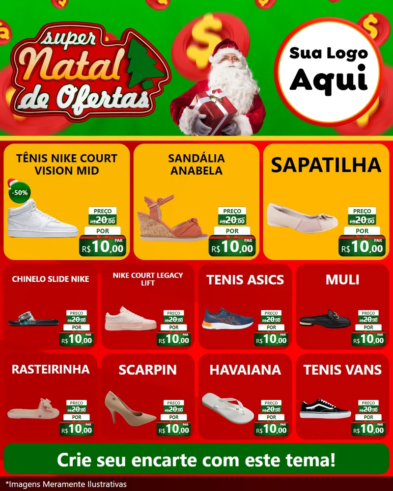 Modelo de Rede Social para Feed Instagram com o tema Super Natal de Ofertas para Calçados