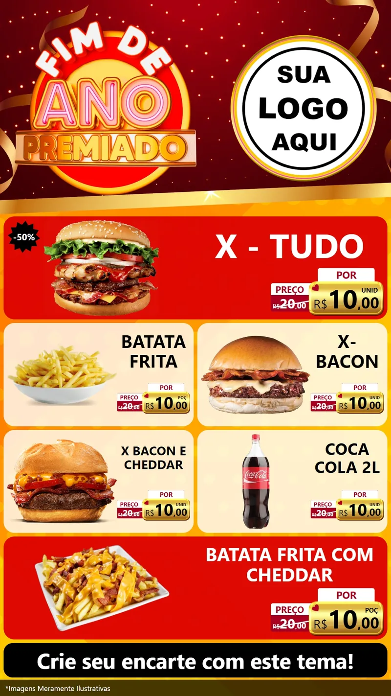 Modelo de TV para TV Vertical com o tema Fim de Ano Premiado para Hamburgueria