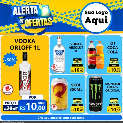 Modelo de Rede Social para Feed Facebook com o tema Alerta de Ofertas para Distribuidora de bebidas