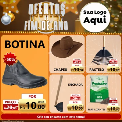 Modelo de Rede Social para Feed Facebook com o tema Ofertas de Fim de Ano para Agropecuária