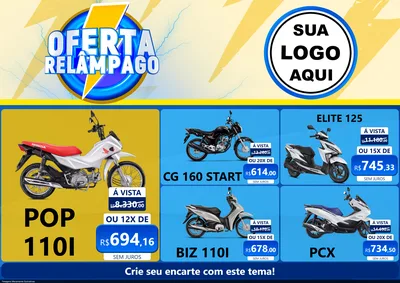 Modelo de Encarte para Encarte A4 Horizontal com o tema Oferta Relâmpago para Concessionaria de Motos
