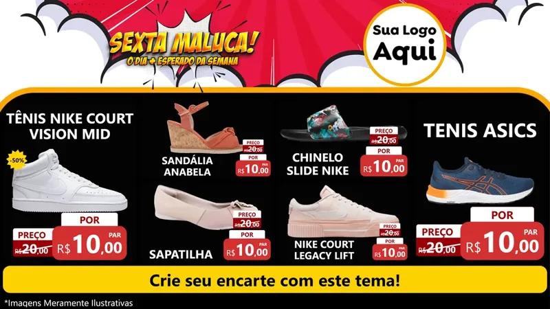 Modelo de TV para TV Horizontal com o tema Sexta Maluca! para Calçados