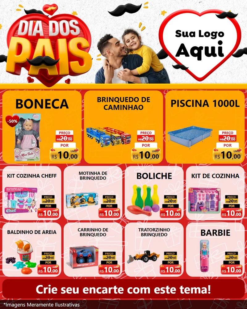 Modelo de Rede Social para Feed Instagram com o tema Dia dos Pais para Brinquedos