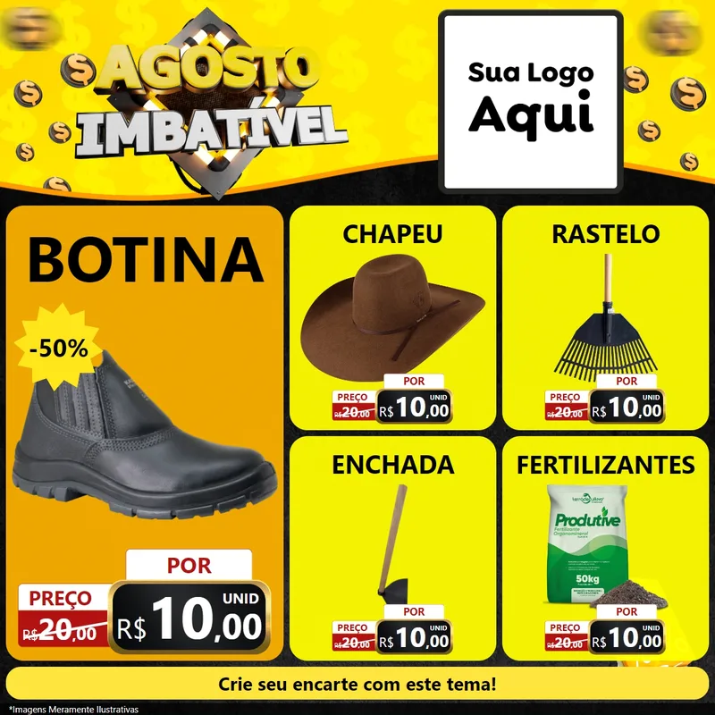 Modelo de Rede Social para Feed Facebook com o tema Agosto Imbatível para Agropecuária
