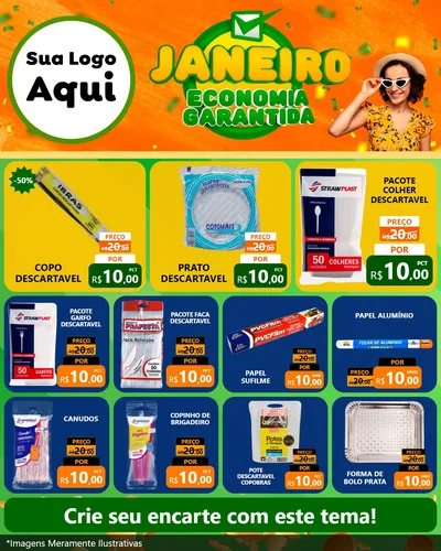 Modelo de Rede Social para Feed Instagram com o tema Janeiro - Economia Garantida para Embalagens