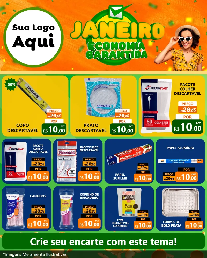 Modelo de Rede Social para Feed Instagram com o tema Janeiro - Economia Garantida para Embalagens