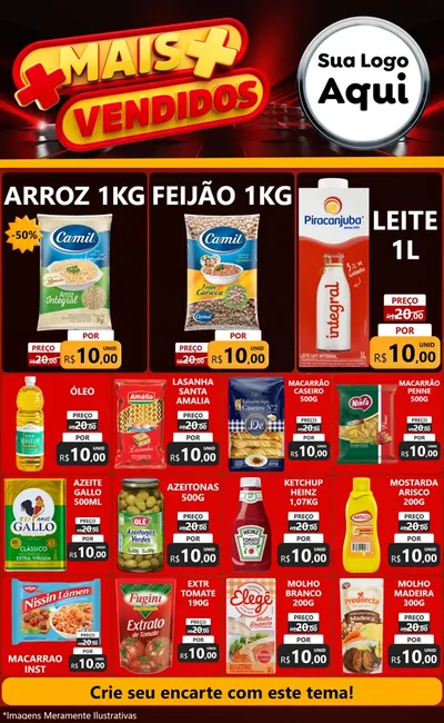 Modelo de Encarte para Encarte Grande com o tema Mais Vendidos para Supermercado