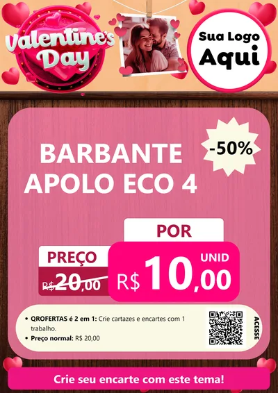 Modelo de Cartaz para Cartaz A4 Vertical com o tema Valentine's Day para Armarinho e Aviamentos
