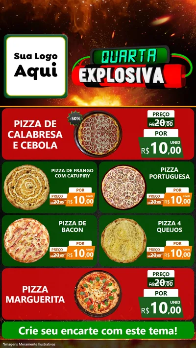 Modelo de TV para TV Vertical com o tema Quarta Explosiva para Pizzaria