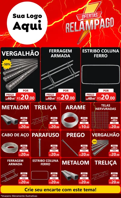 Modelo de Encarte para Encarte Grande com o tema Ofertas Relâmpago para Ferragens
