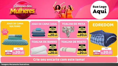 Modelo de TV para TV Horizontal com o tema Semana das Mulheres para Cama, Mesa e Banho