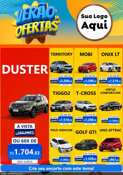 Modelo de Encarte para Encarte A4 Vertical com o tema Verão de Ofertas para Concessionaria de Carros