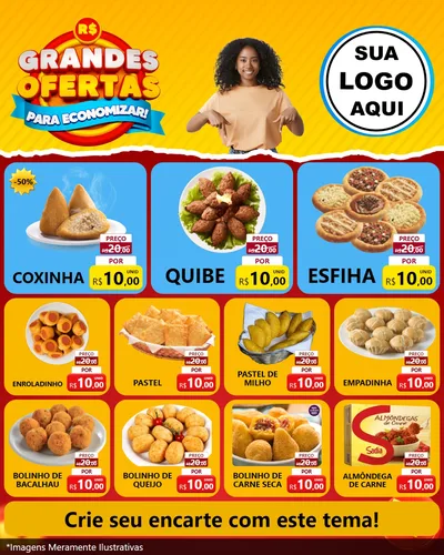 Modelo de Rede Social para Feed Instagram com o tema Grandes Ofertas Para Economizar! para Salgadaria