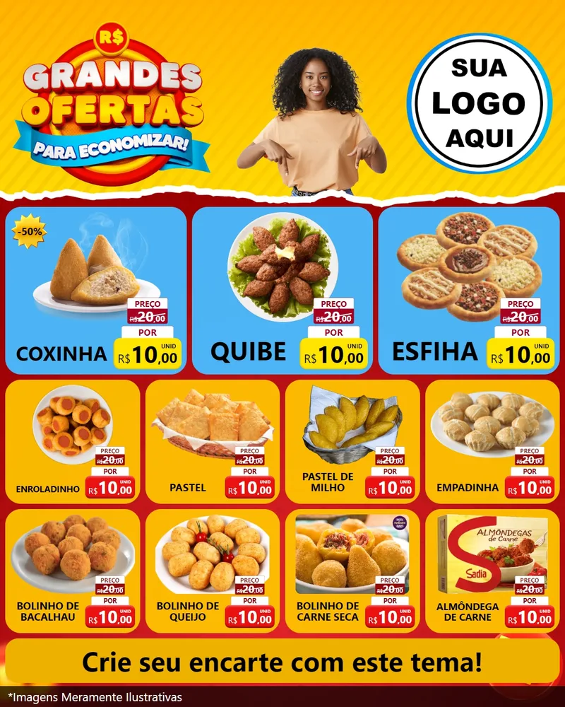 Modelo de Rede Social para Feed Instagram com o tema Grandes Ofertas Para Economizar! para Salgadaria