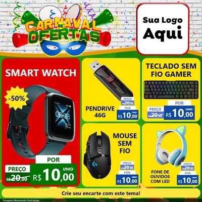 Modelo de Rede Social para Feed Facebook com o tema Carnaval de Ofertas para Informática