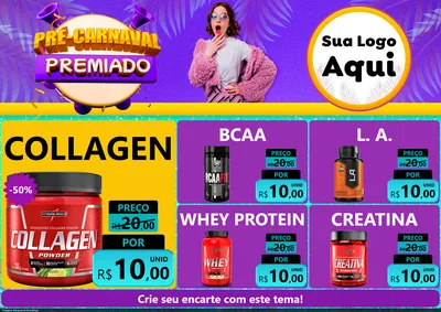 Modelo de Encarte para Encarte A4 Horizontal com o tema Pré-Carnaval Premiado para Suplementos alimentares