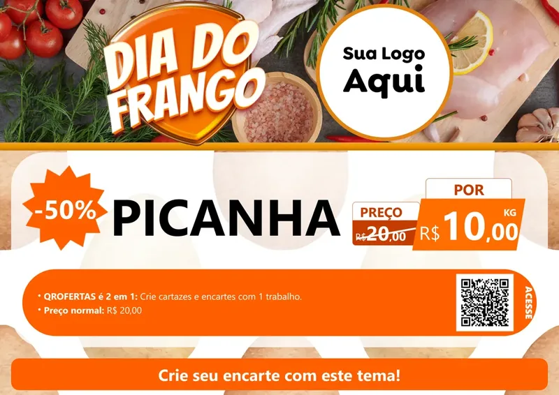 Modelo de Cartaz para Cartaz A4 Horizontal com o tema Dia do Frango para Açougue