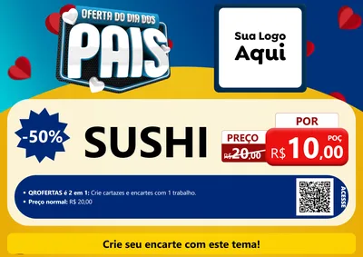 Modelo de Cartaz para Cartaz A4 Horizontal com o tema Oferta Do Dia Dos Pais para Comida japonesa