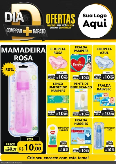 Modelo de Encarte para Encarte A4 Vertical com o tema Dia D Mais Economia para Bebês