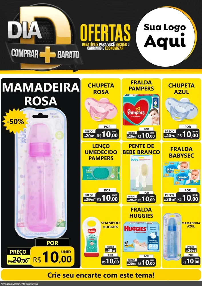Modelo de Encarte para Encarte A4 Vertical com o tema Dia D Mais Economia para Bebês