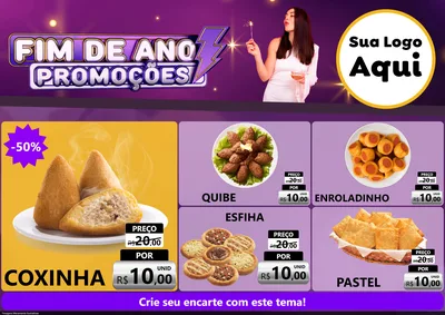 Modelo de Encarte para Encarte A4 Horizontal com o tema Fim de Ano Promoções para Salgadaria