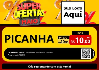 Modelo de Cartaz para Cartaz A4 Horizontal com o tema Super Ofertas Maio para Açougue