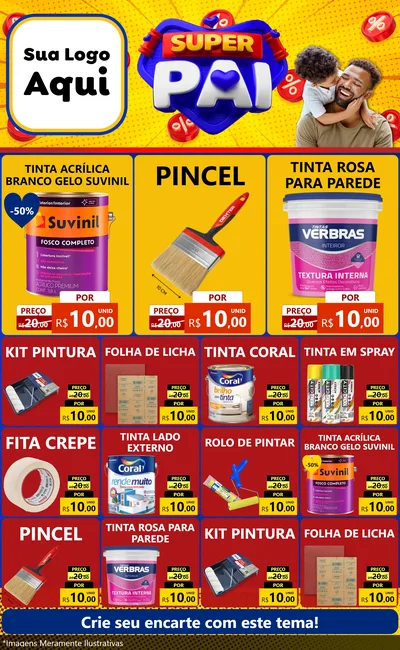 Modelo de Encarte para Encarte Grande com o tema Super Pai para Tintas e Ferramentas