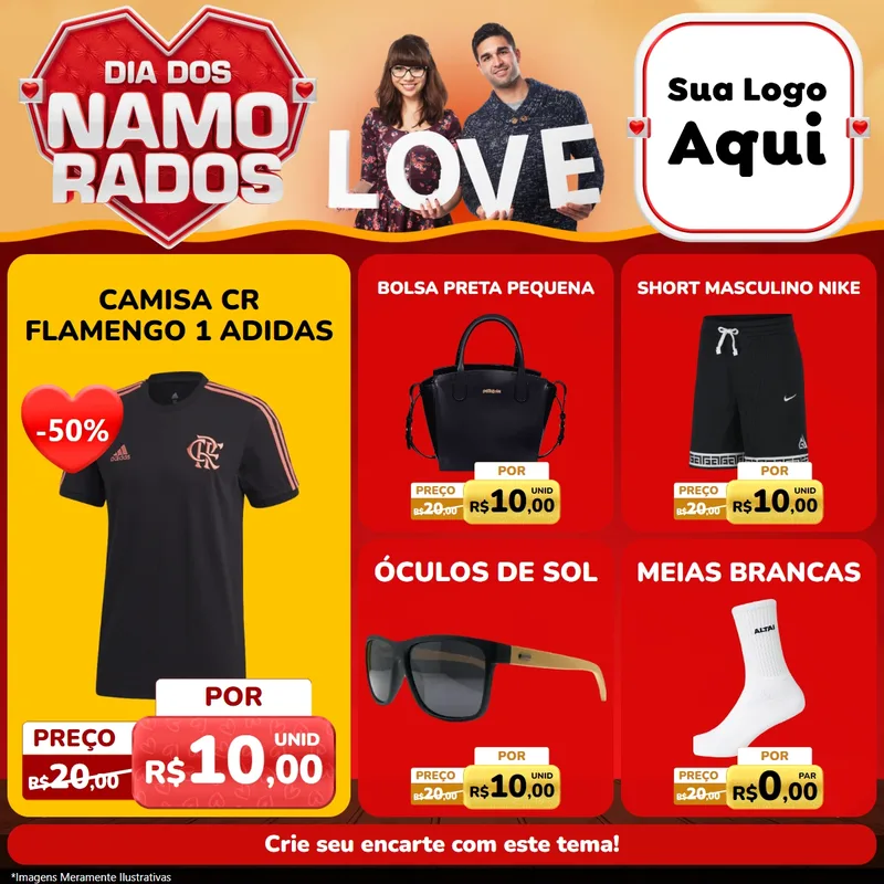Modelo de Rede Social para Feed Facebook com o tema Dia dos Namorados para Roupas e acessórios
