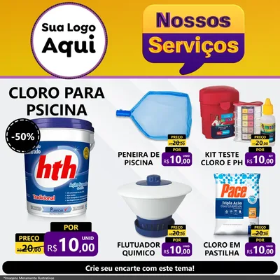 Modelo de Rede Social para Feed Facebook com o tema Nossos Serviços para Produtos para Piscina