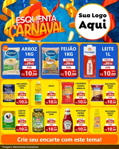 Modelo de Rede Social para Feed Instagram com o tema Esquenta de Carnaval para Supermercado
