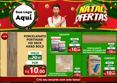 Modelo de Encarte para Encarte A4 Horizontal com o tema Natal de Ofertas para Pisos e revestimentos