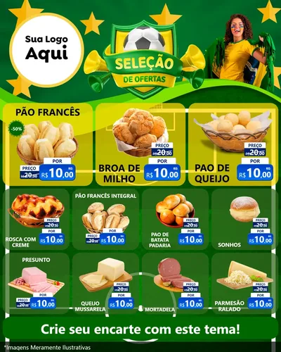Modelo de Rede Social para Feed Instagram com o tema Seleção de Ofertas - Copa para Padaria