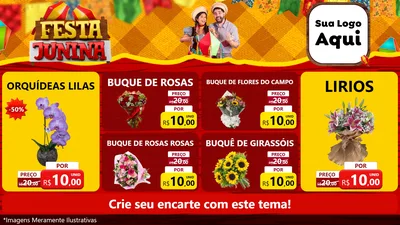Modelo de TV para TV Horizontal com o tema Festa Junina para Floricultura e jardim