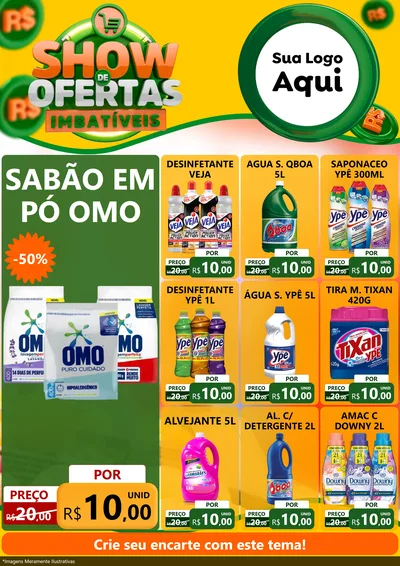 Modelo de Encarte para Encarte A4 Vertical com o tema Show de Ofertas Imbatíveis para Produtos de Limpeza